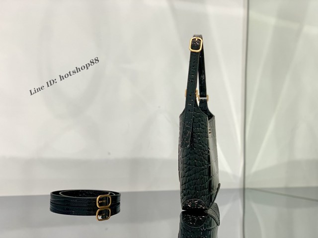 Balenciaga專櫃爆新款肩背女包 巴黎世家XX鱷魚紋壓花小號新月包 fyj1909